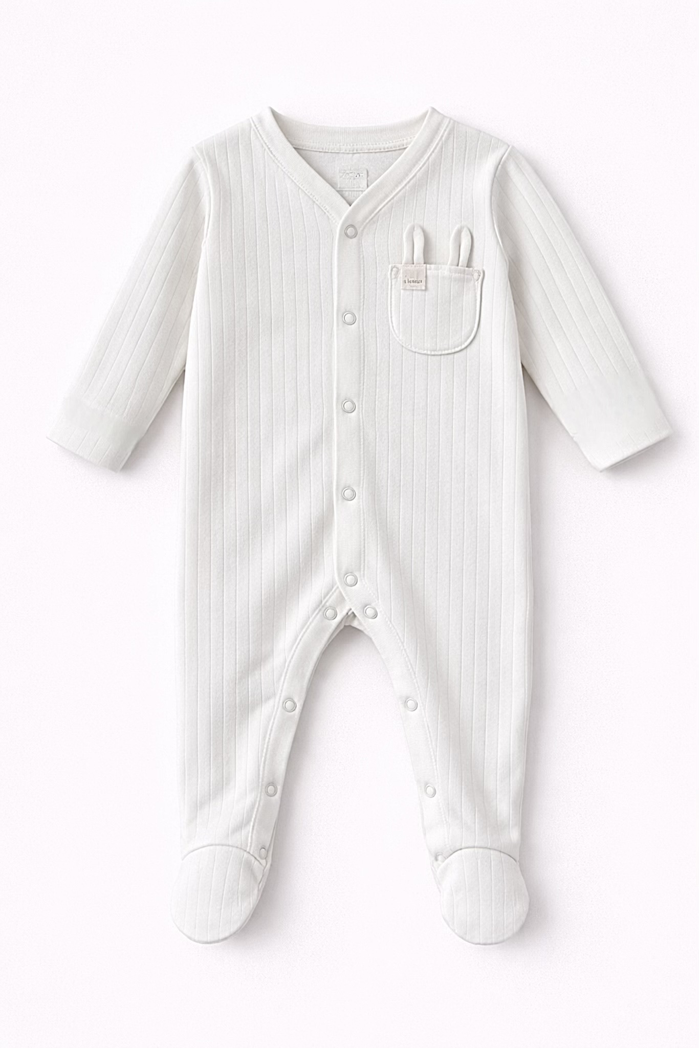 Bunny ear ribbed sleepsuit