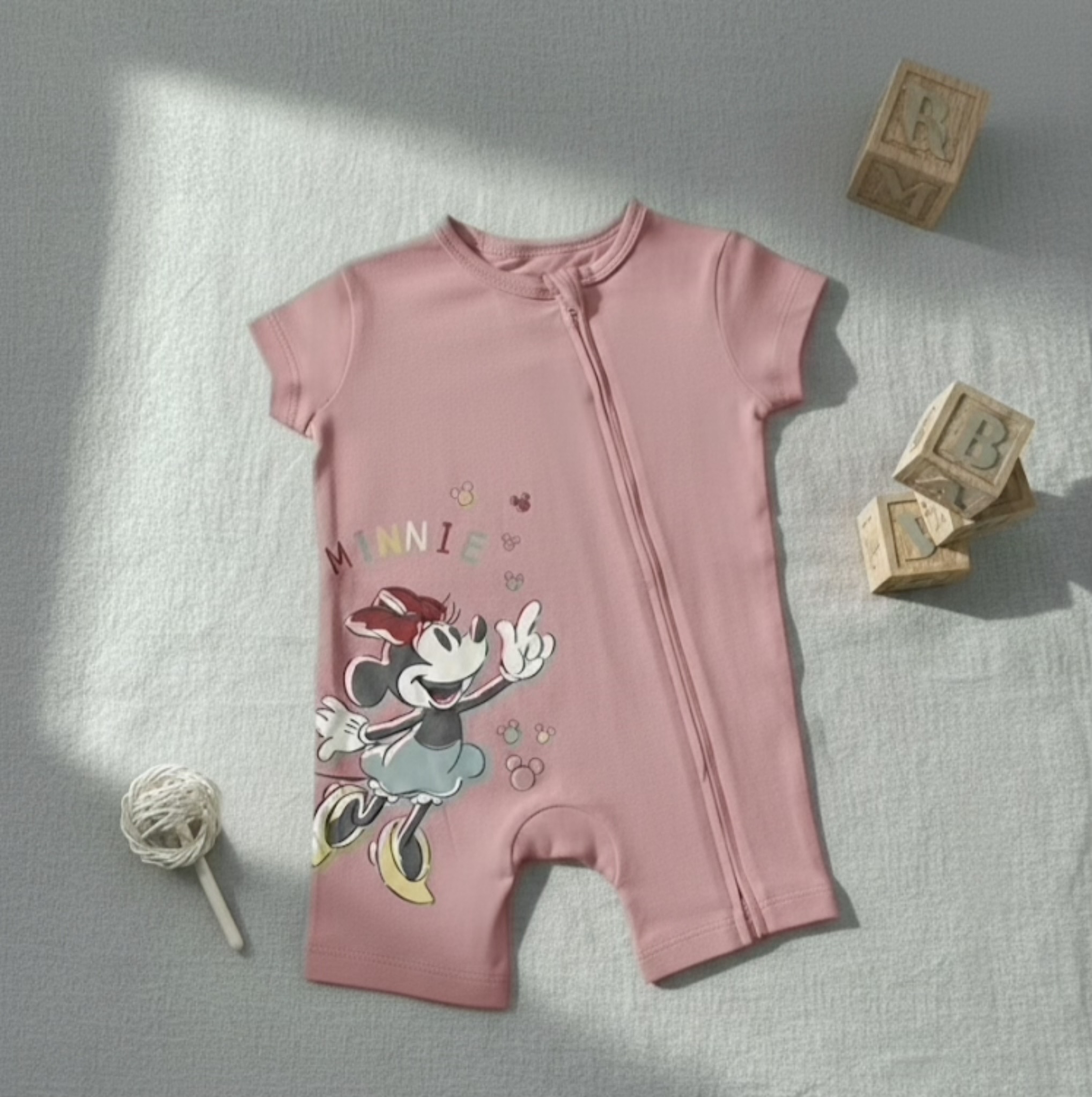 pink Minnie half romper
