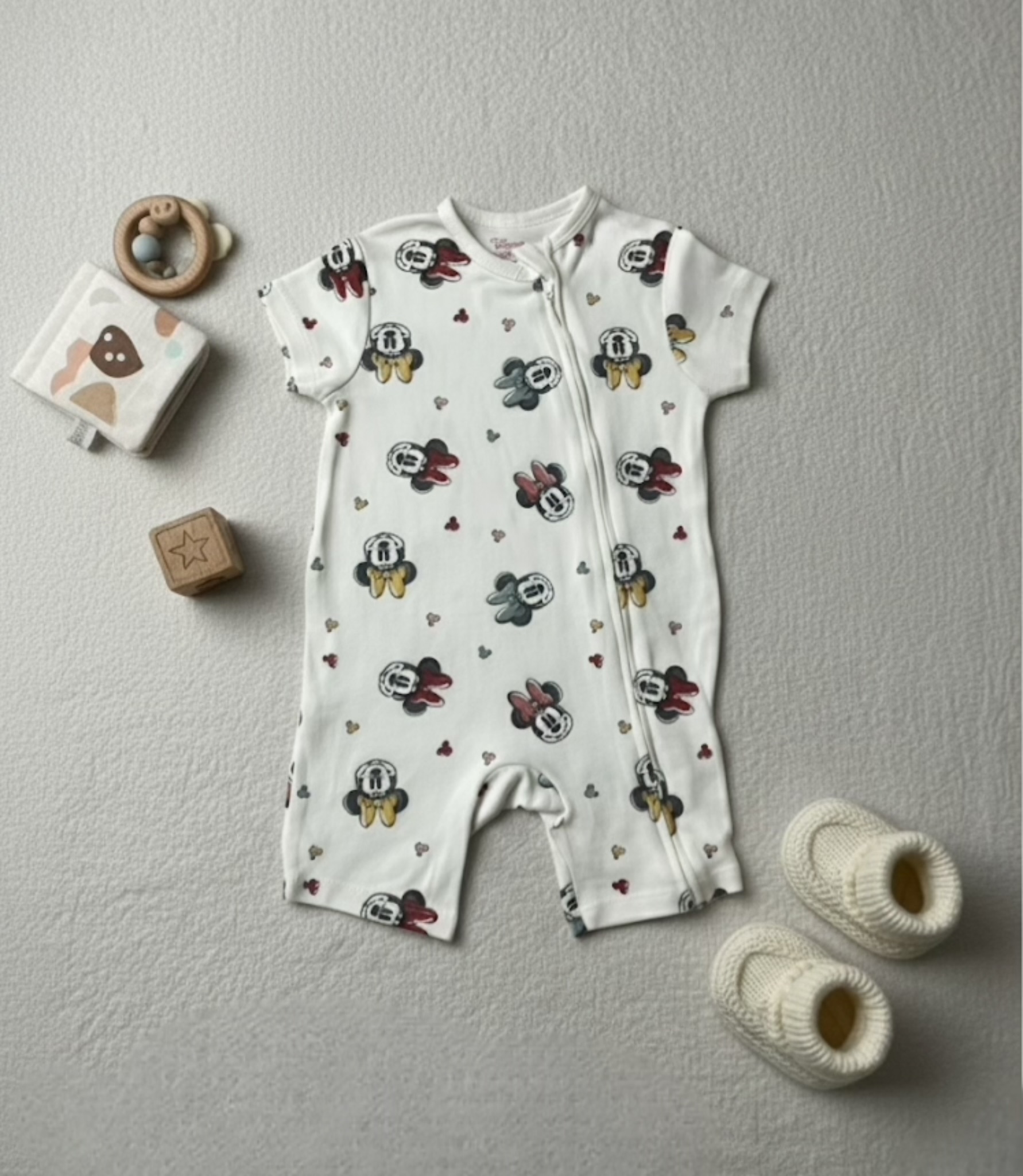 white Minnie half romper
