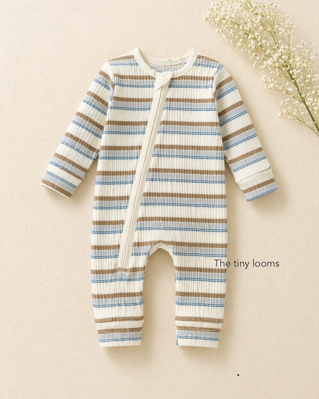 coastal stripes ribbed romper
