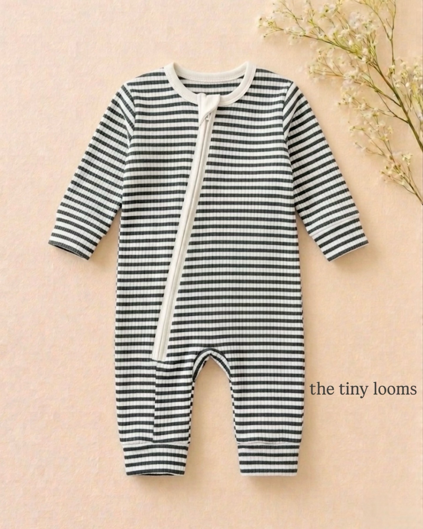 black stripes ribbed romper