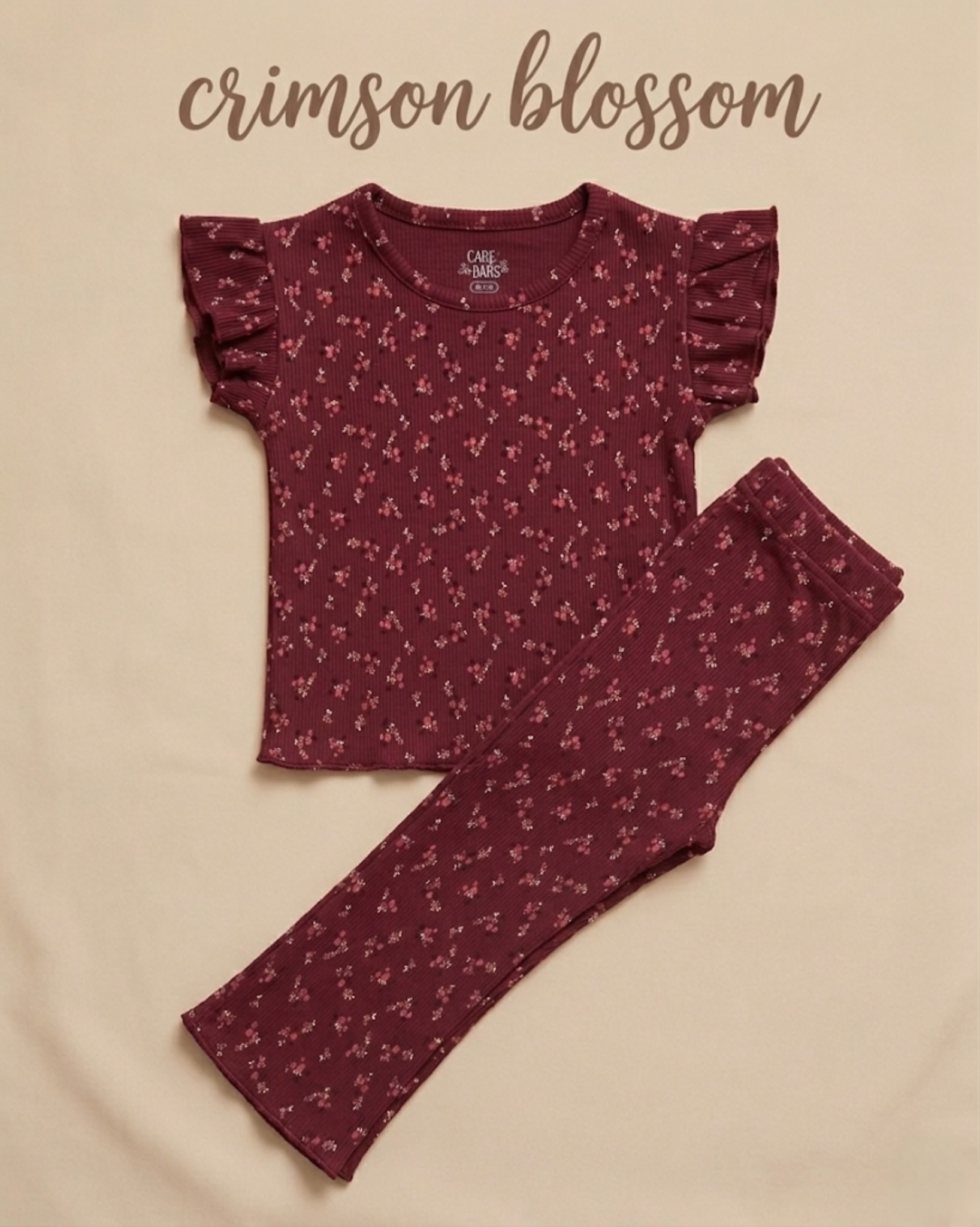 Crimson blossom bell bottom Co-ord set