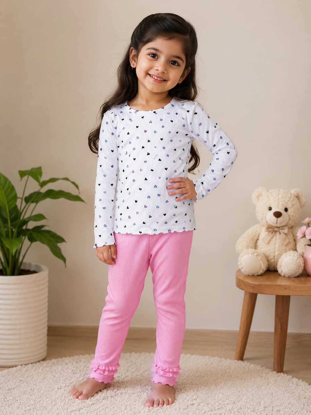 Full sleeve heart co-ord set