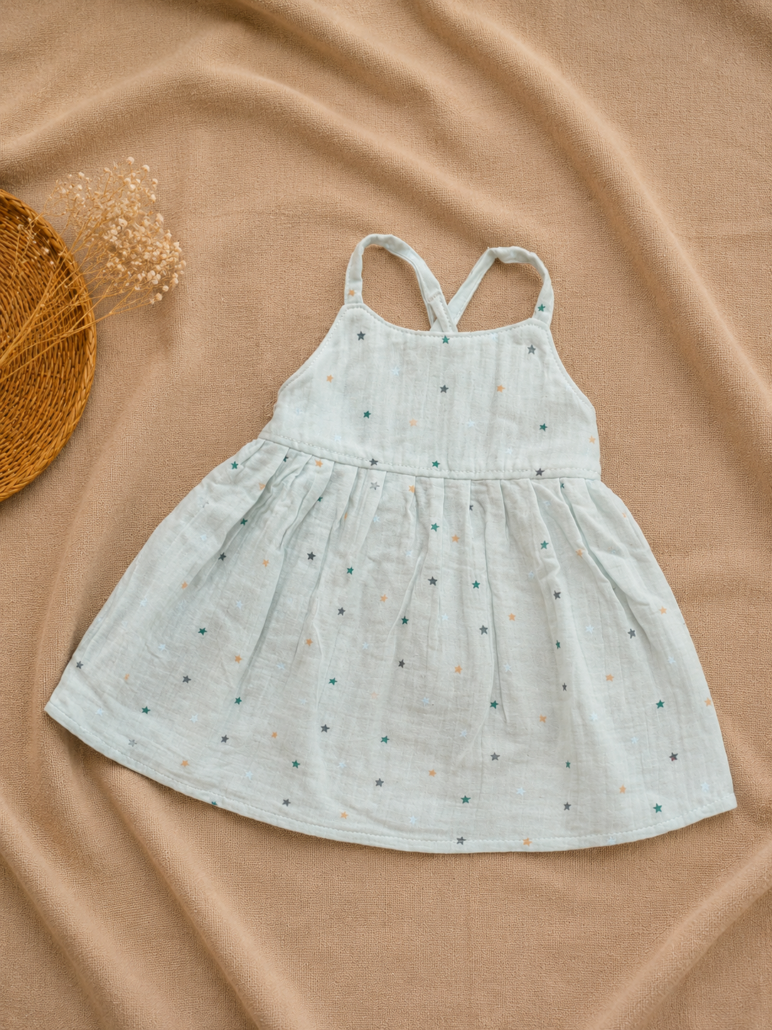 Blue star muslin frock