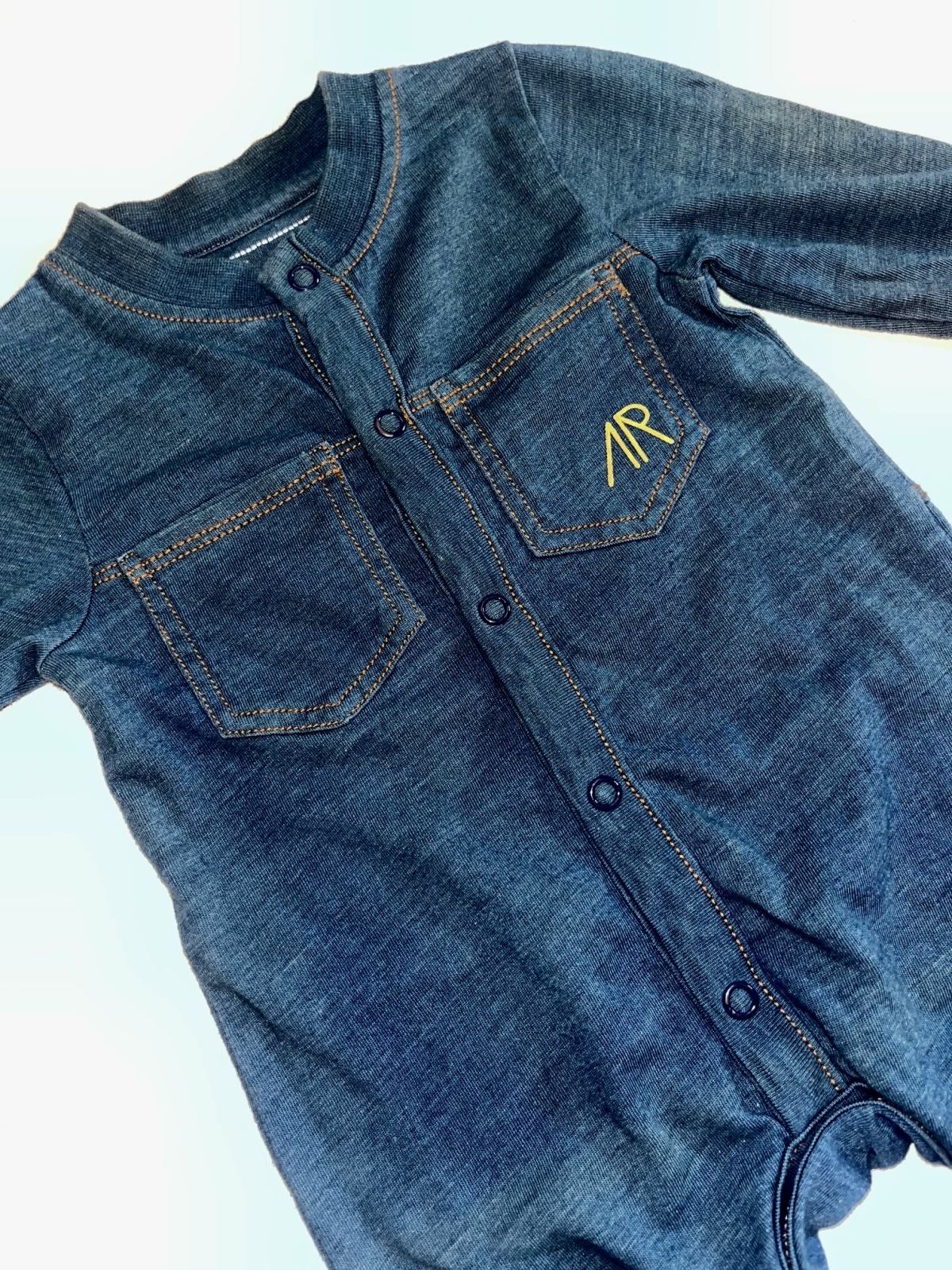 Cotton sleepsuit with denim look