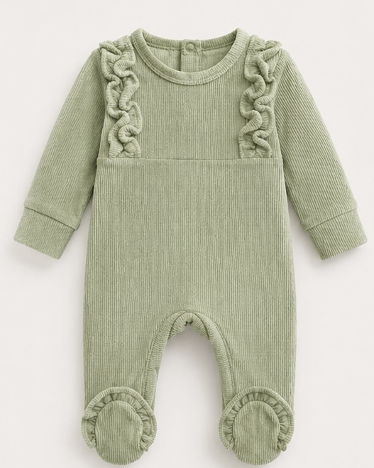 Velvet ribbed dresssuit sleepsuit