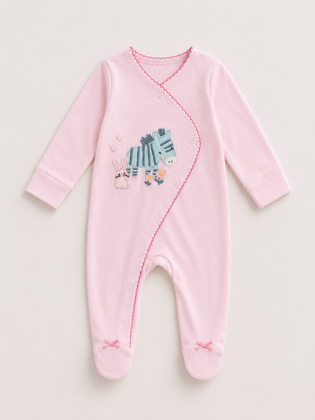 Zebra embroidered sleepsuit