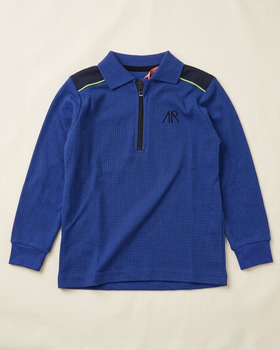 Waffle knit full sleeve polo