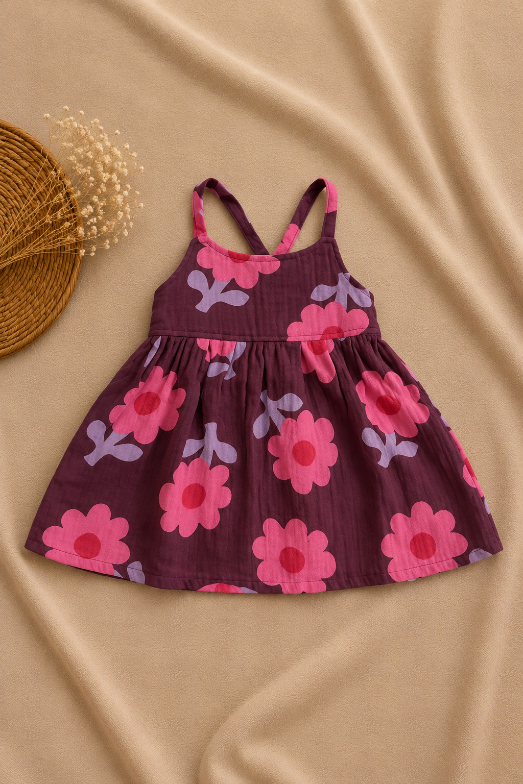 Plum meadow muslin frock