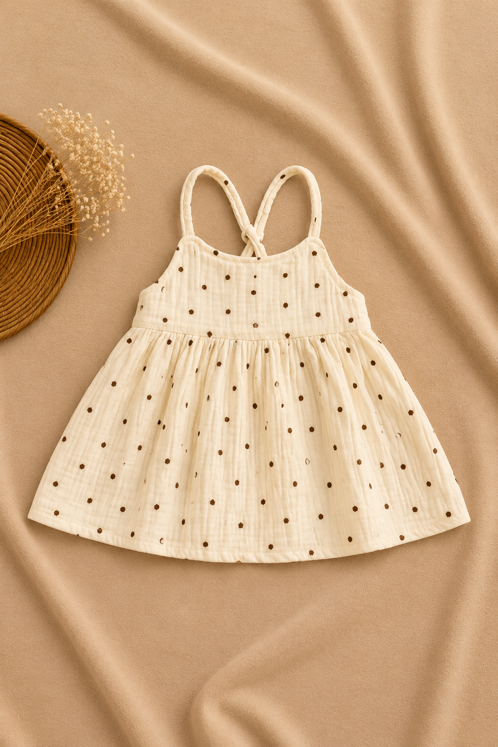 Ivory dotted muslin frock