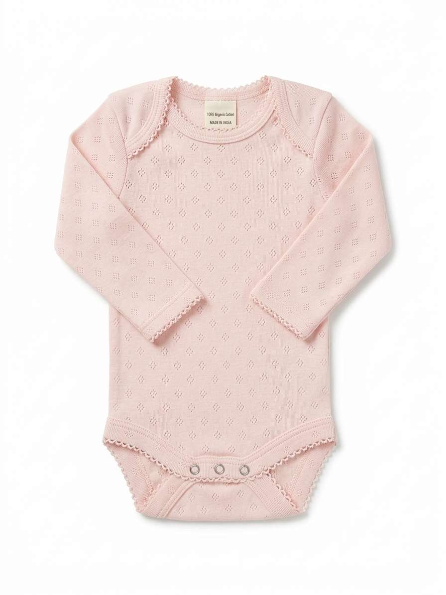 Pink pointelle full sleeve onsie
