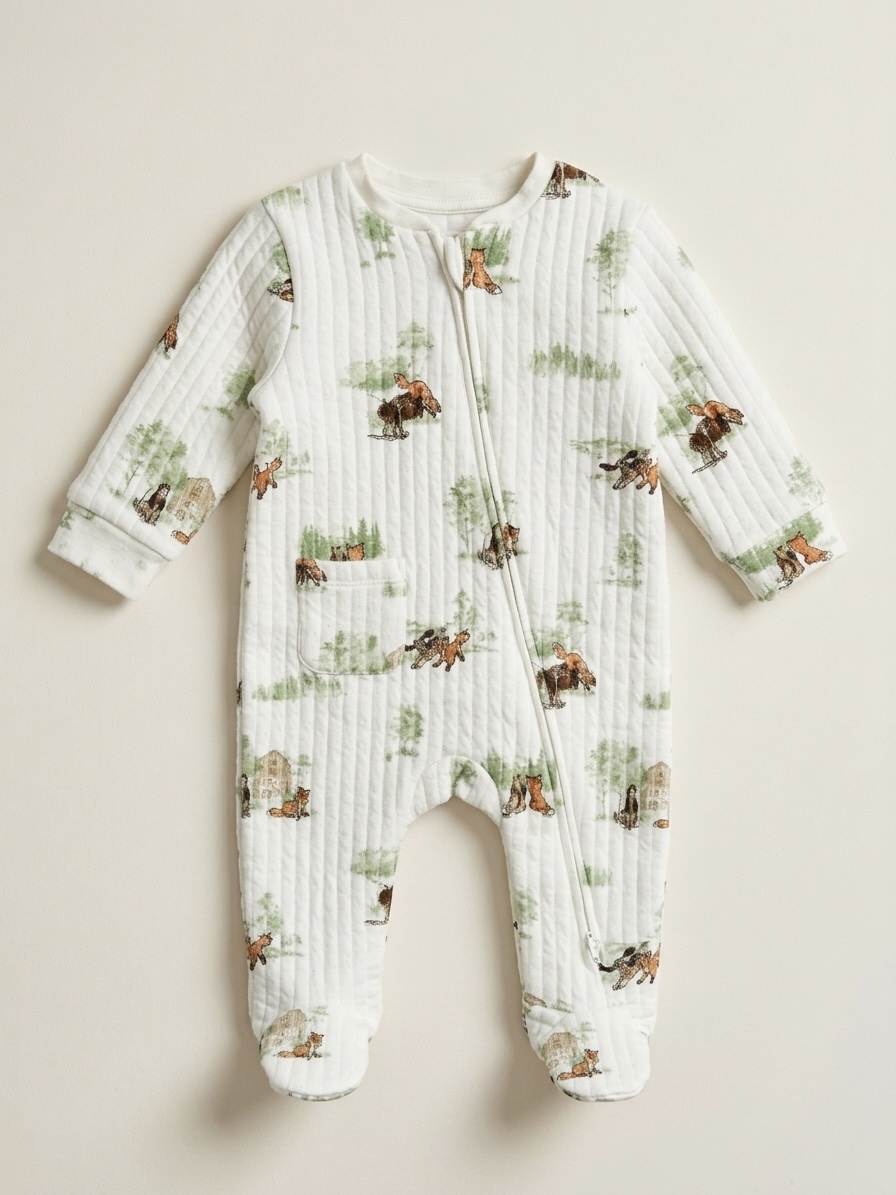 Quilted woodland sleepsuit