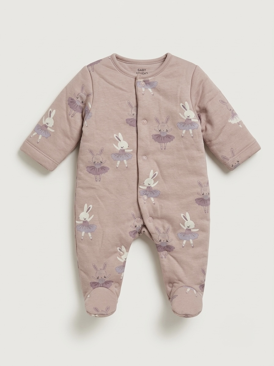 Dancing bunny padded sleepsuit
