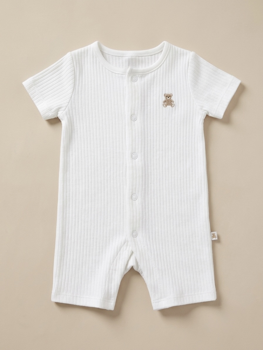 Teddy ribbed half romper