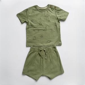 green Dino shorts co-ord set
