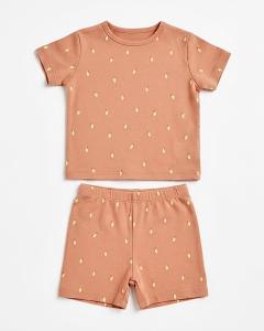 peach citrus shorts co-ord set