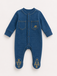 Cotton sleepsuit with denim look
