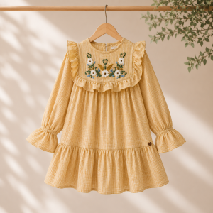 Yellow sun kissed embroidered frock