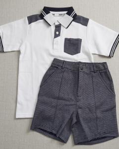 Collar navy polo and shorts set