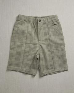 Green textured checkered shorts