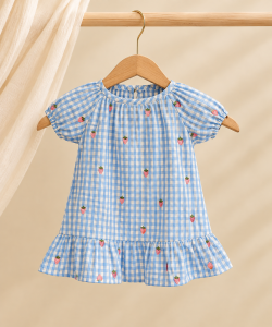 Blue gingham dress