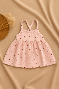 Blush heart muslin frock