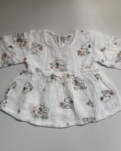 Snoopy long sleeve muslin frock