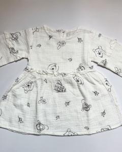 Winnie white long sleeve muslin frock