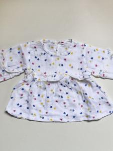 Multi colour heart long sleeve muslin frock