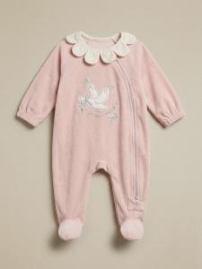 Velour embroidered sleepsuit (2 way zipper)