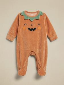 Cute pumpkin velour sleepsuit