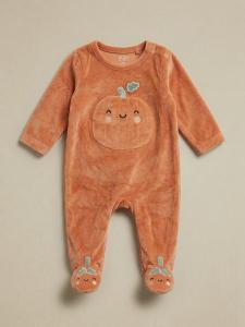 Little Pumpkin Velour Sleepsuit