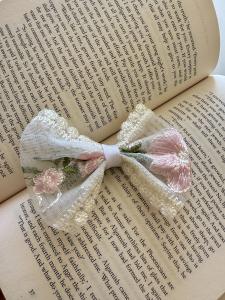 Heirloom lace bow clip