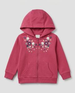 Pink floral embroidered hoodie