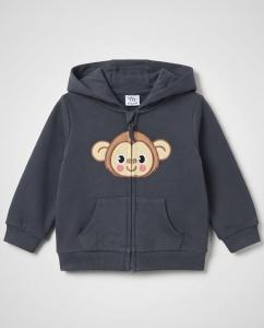 Monkey embroidered hoodie